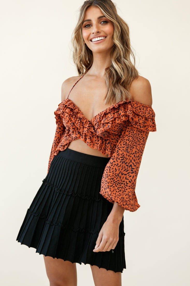 Eleanor Thick Ribbed Knit A-Line Skirt Black by Selfie Leslie