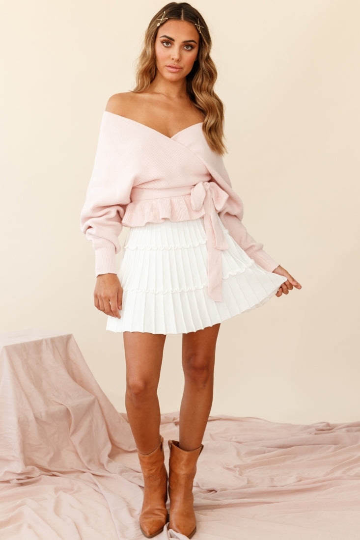 Eleanor Thick Ribbed Knit A-Line Skirt White by Selfie Leslie