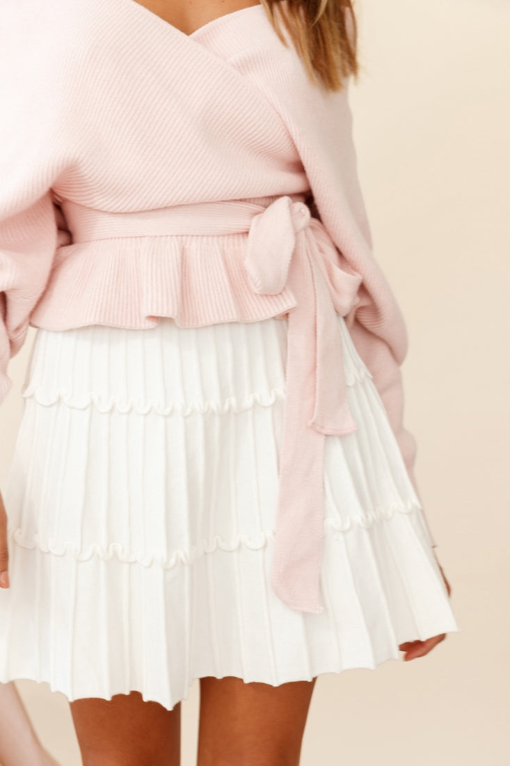 Eleanor Thick Ribbed Knit A-Line Skirt White by Selfie Leslie