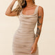 Arabella Ruched Wide Strap Bodycon Dress Taupe