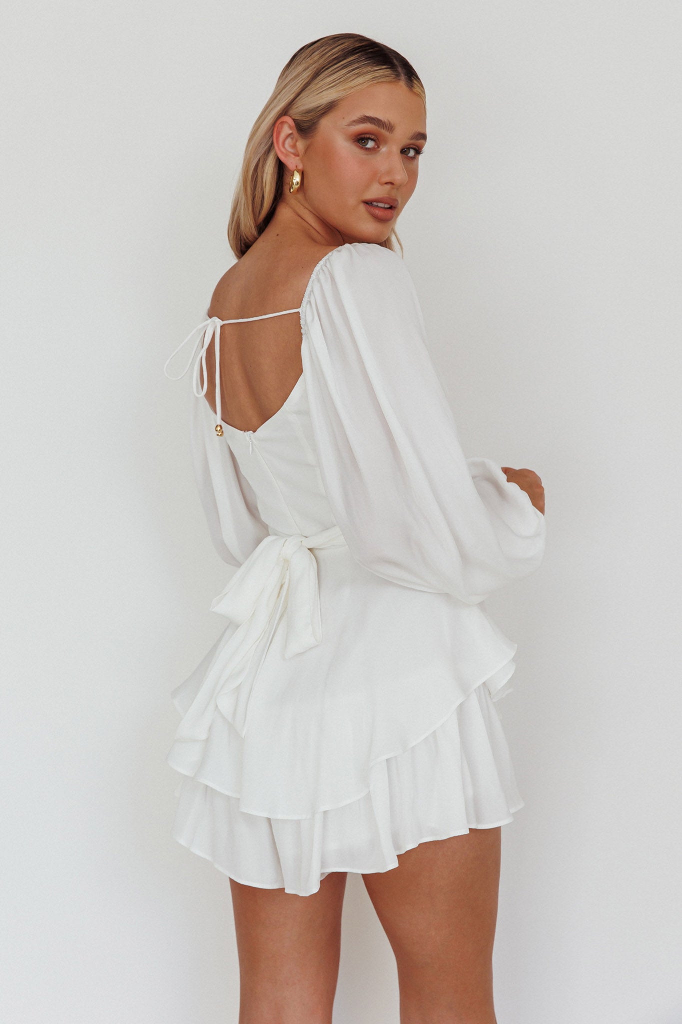 It's Complicated Long Sleeve Flounce Romper White by Selfie Leslie Australia