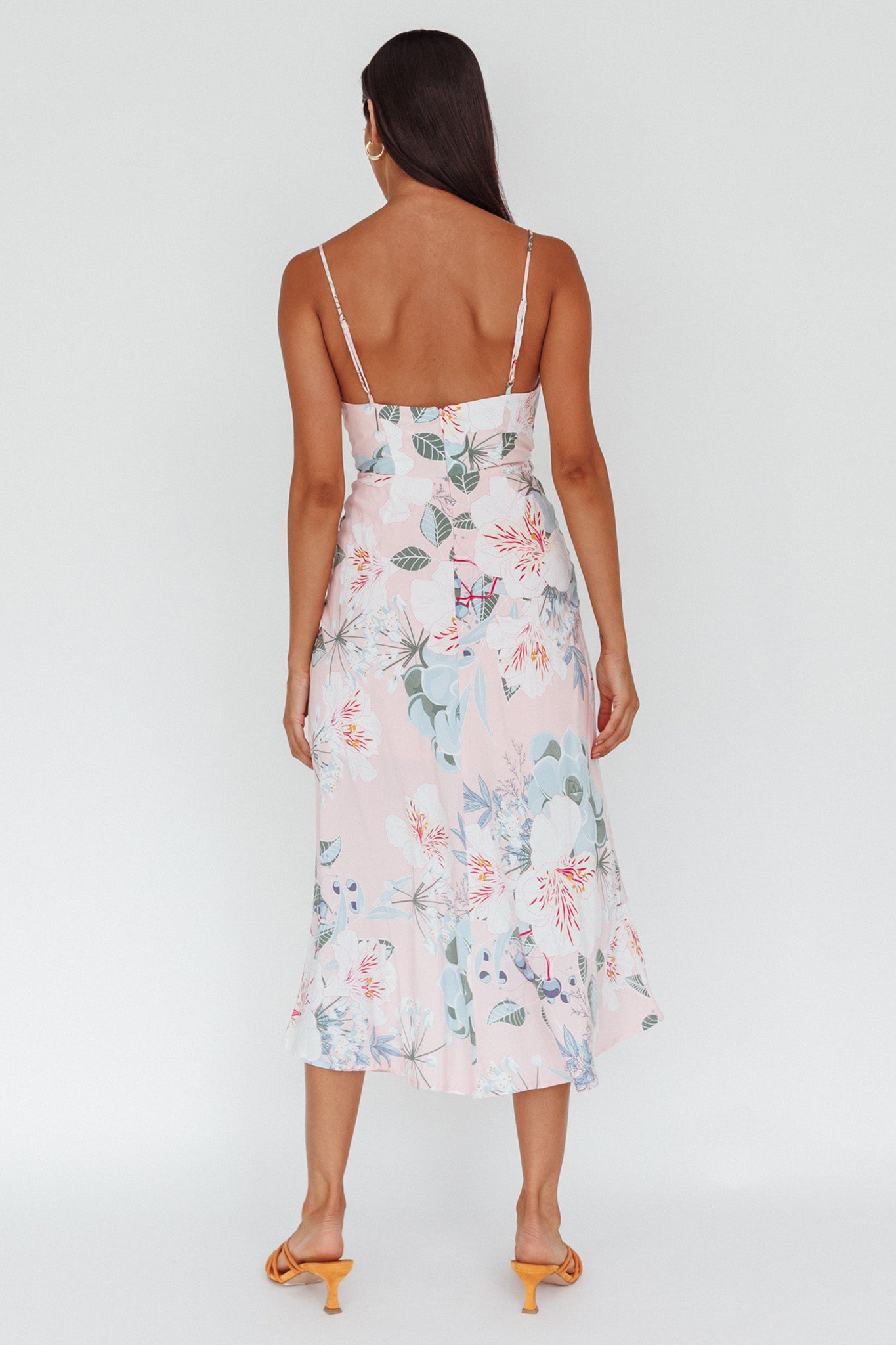 Suki Front Split Midi Dress Lily Light Pink by Selfie Leslie Australia