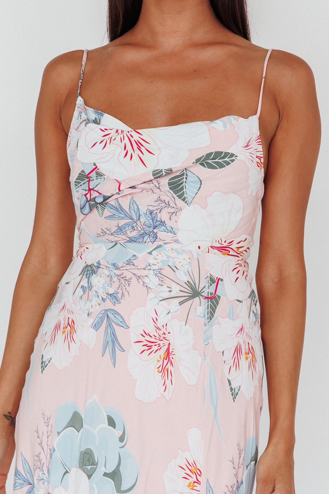 Suki Front Split Midi Dress Lily Light Pink by Selfie Leslie Australia