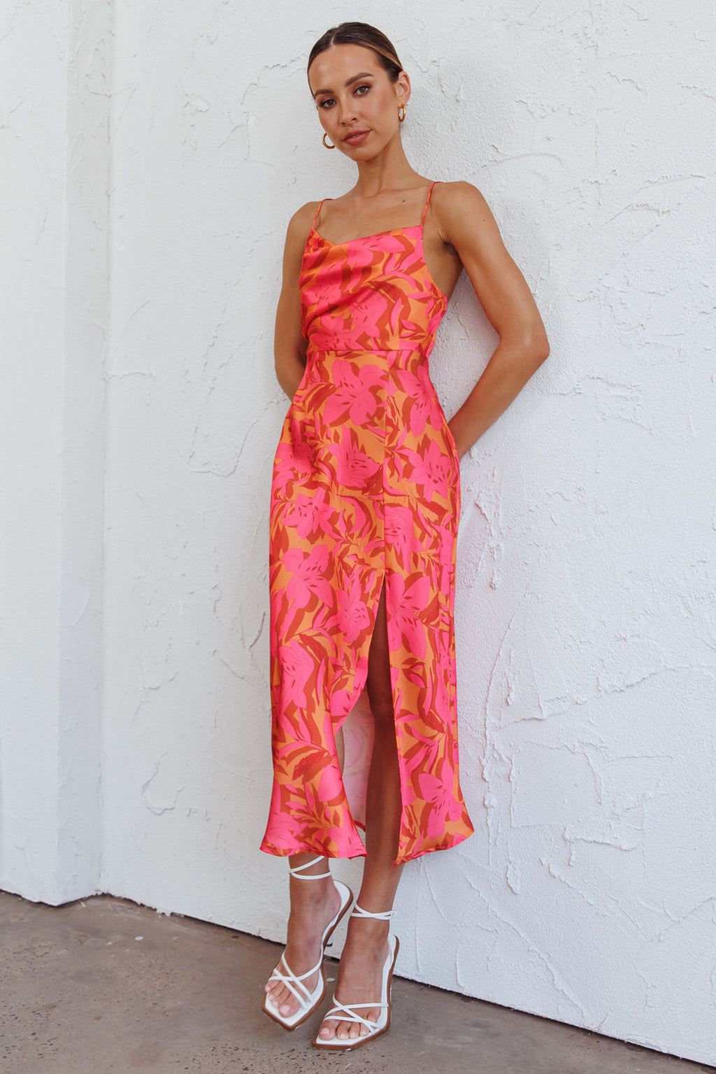 Suki Front Split Midi Dress Lily Pink by Selfie Leslie Australia