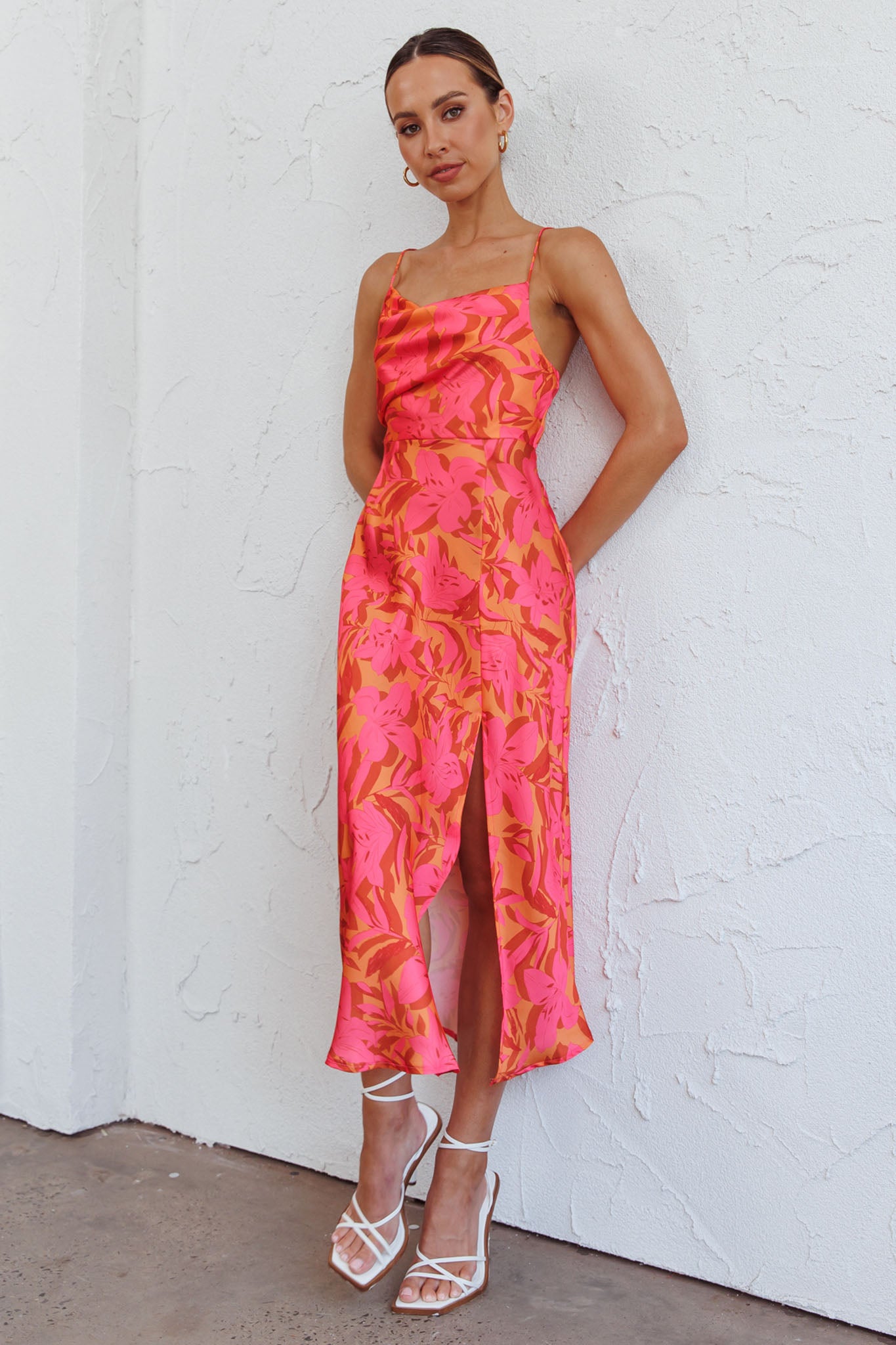 Suki Front Split Midi Dress Lily Pink by Selfie Leslie Australia