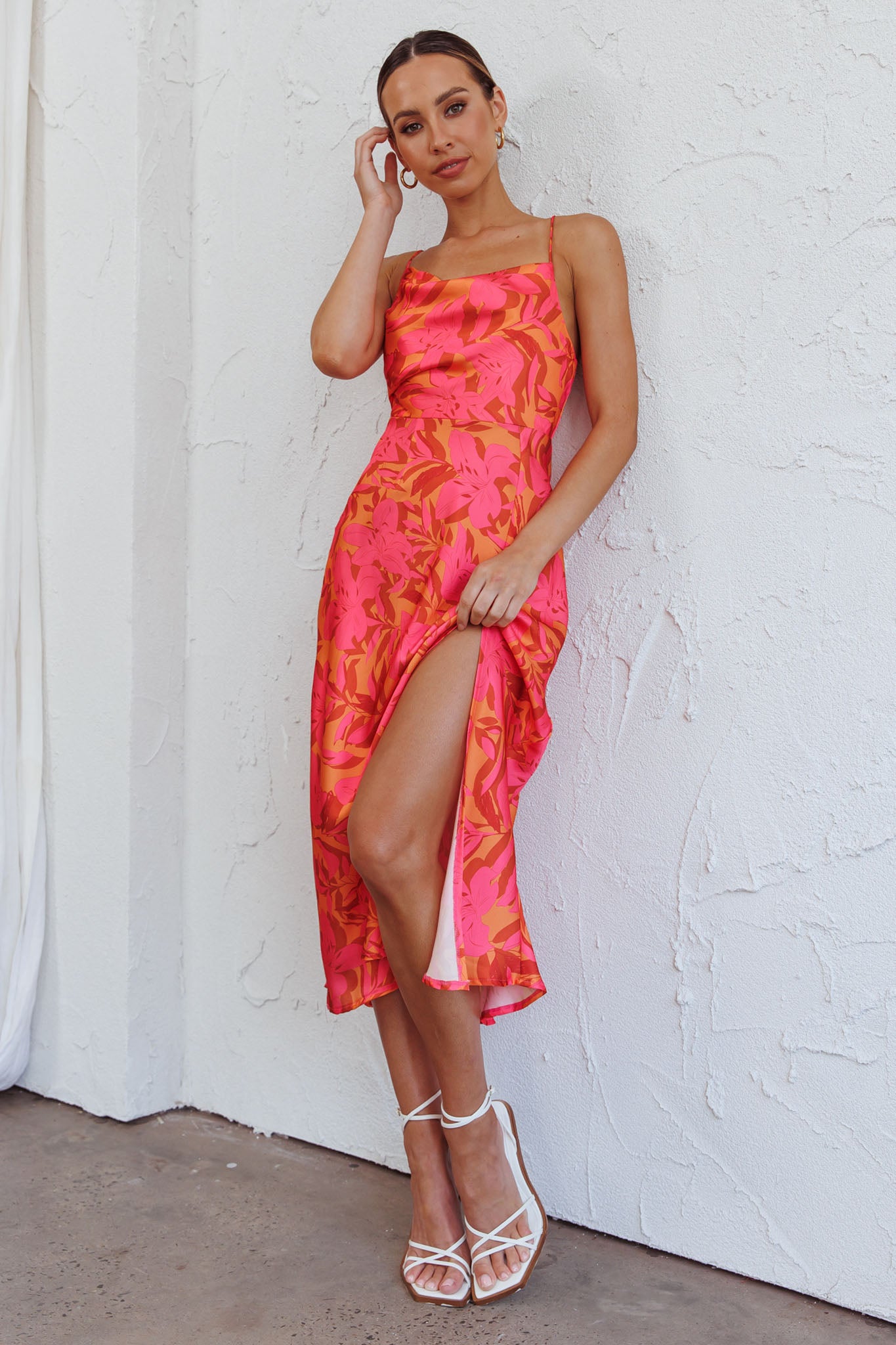 Suki Front Split Midi Dress Lily Pink by Selfie Leslie Australia