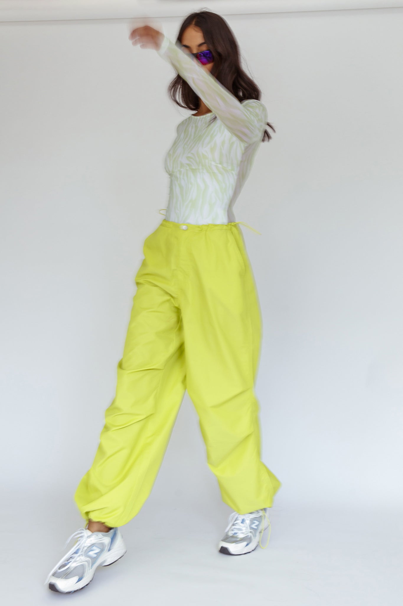 Juni Long Sleeve Low Back Mesh Bodysuit Tiger Lime by Selfie Leslie Australia