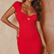 Evolution String Feature Structured Bust Bodycon Mini Dress Red
