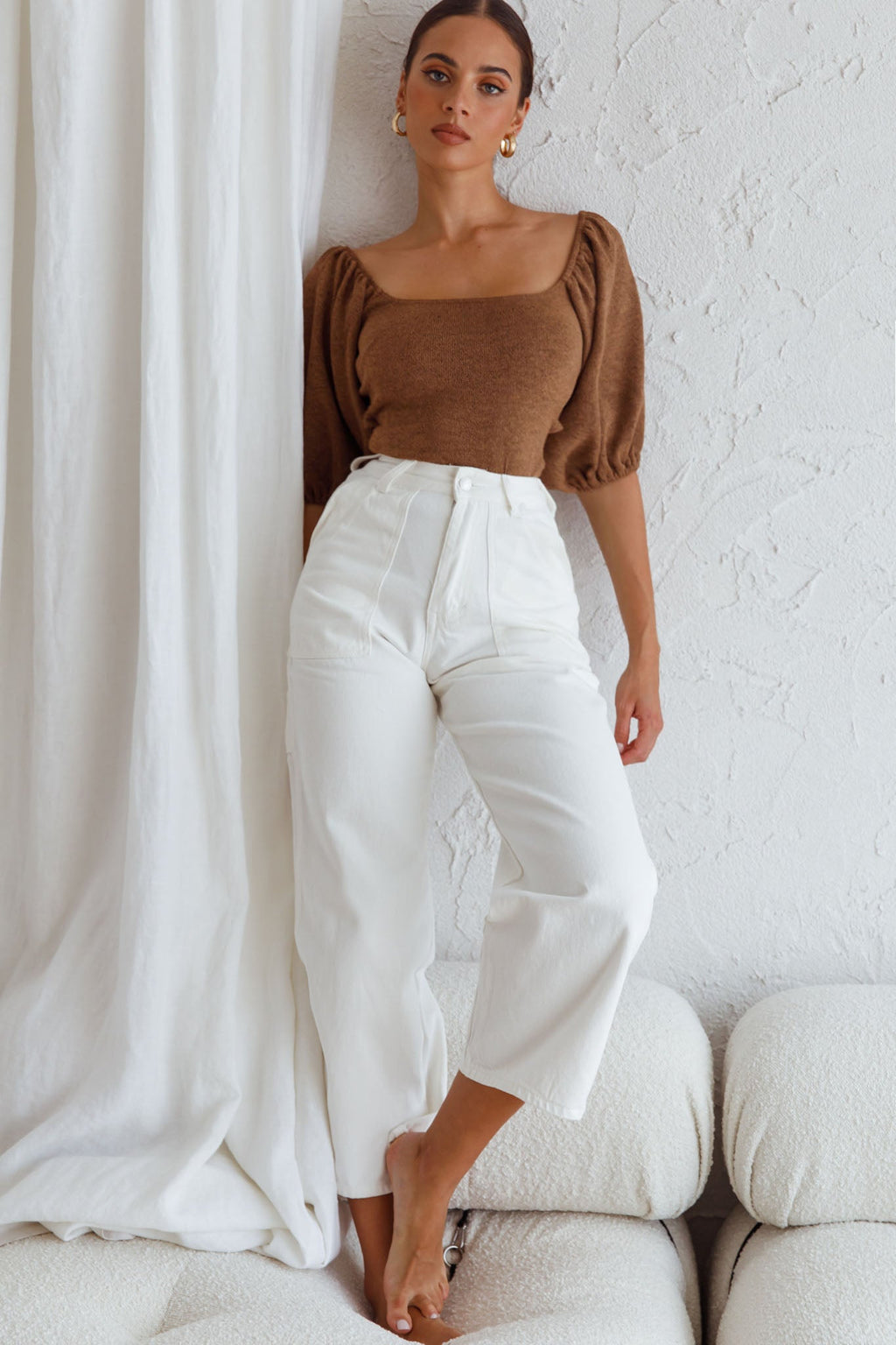 Maddi Tied Back Bodysuit Mocha by Selfie Leslie