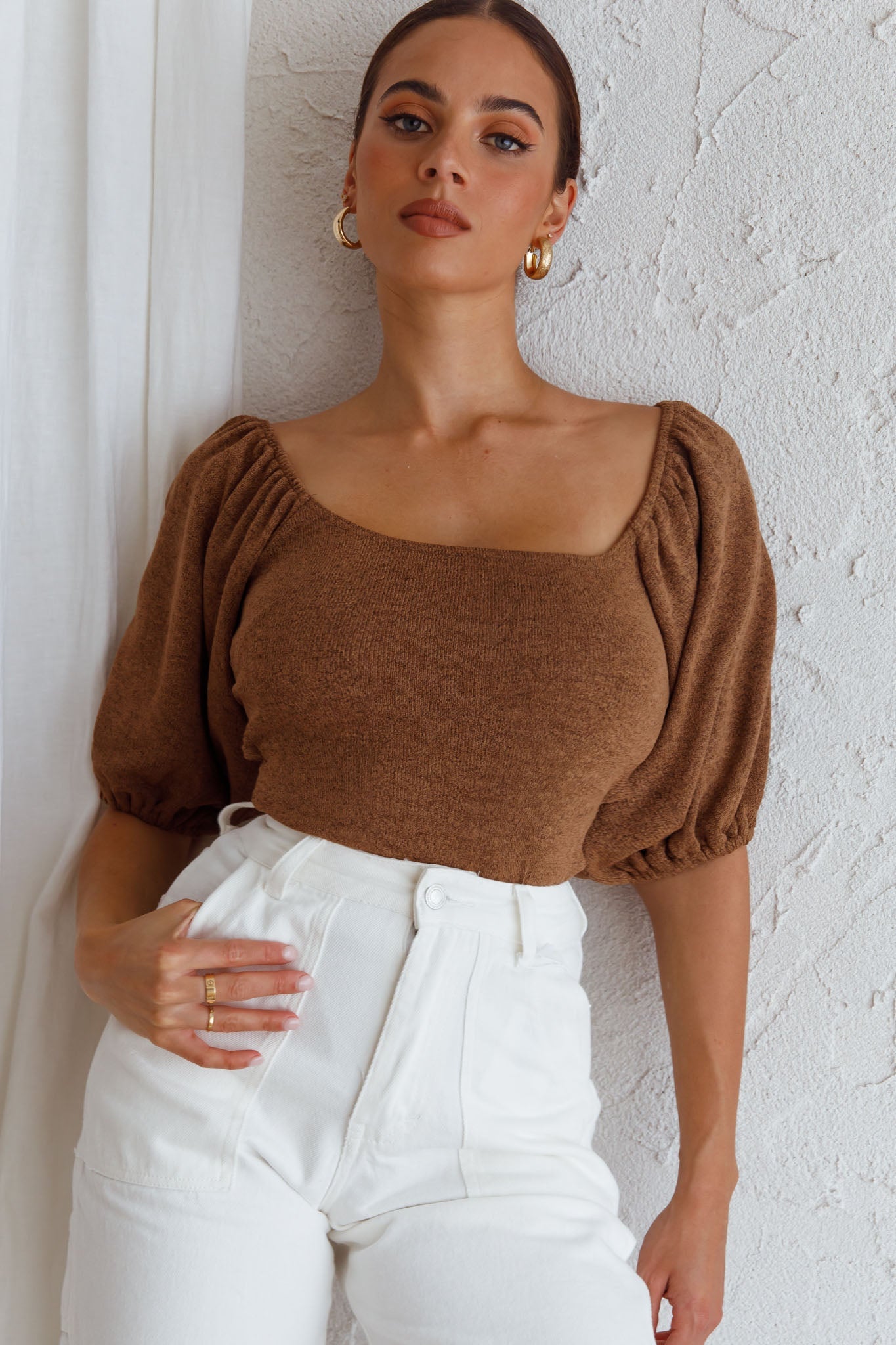 Maddi Tied Back Bodysuit Mocha by Selfie Leslie