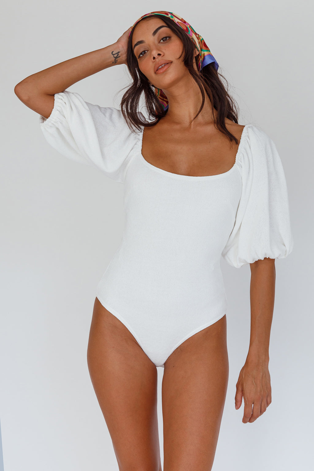 Maddi Tied Back Bodysuit White by Selfie Leslie Australia
