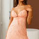 In My Dreams Lace Overlay String Tie Bust Dress Apricot