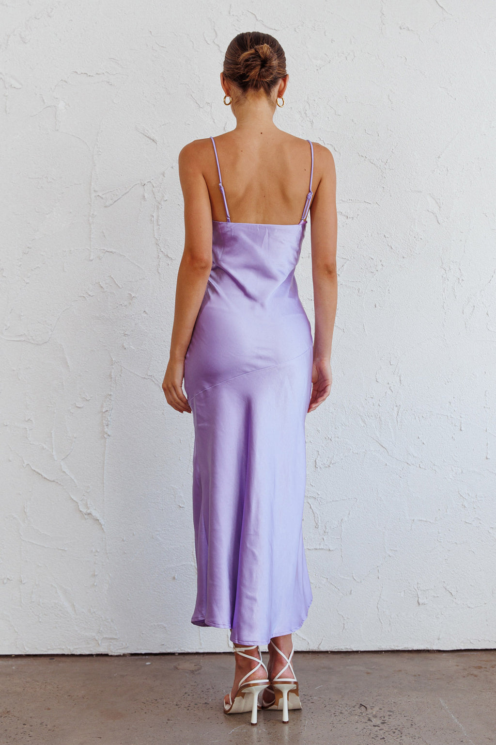 Well Versed Pleated Bust Front Split Dress Lavender by Selfie Leslie Australia