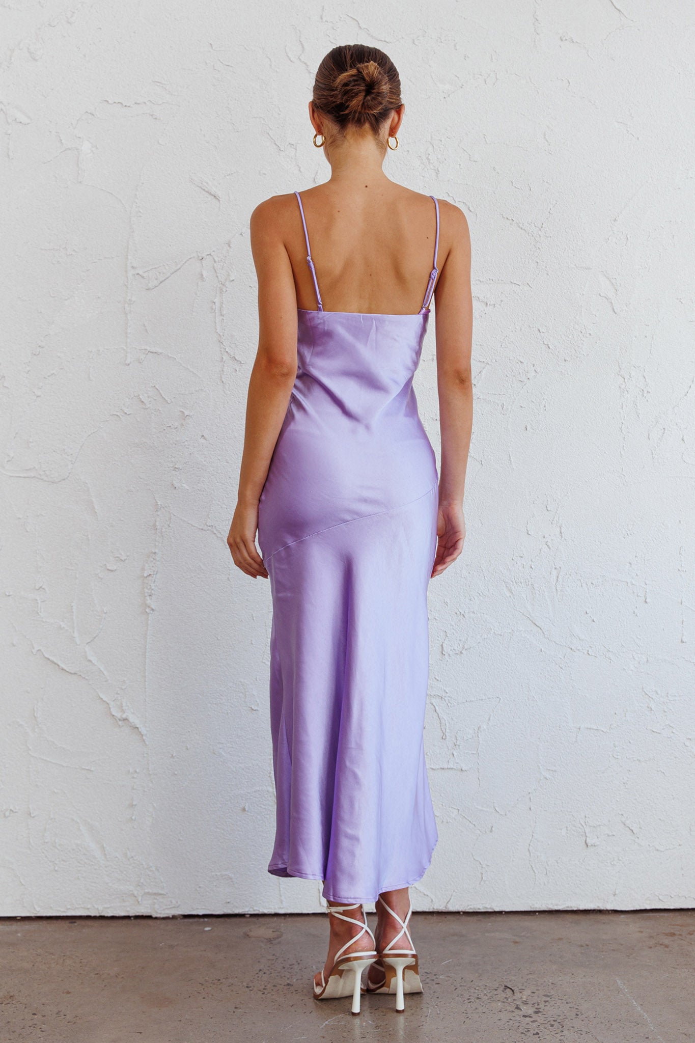Well Versed Pleated Bust Front Split Dress Lavender by Selfie Leslie Australia