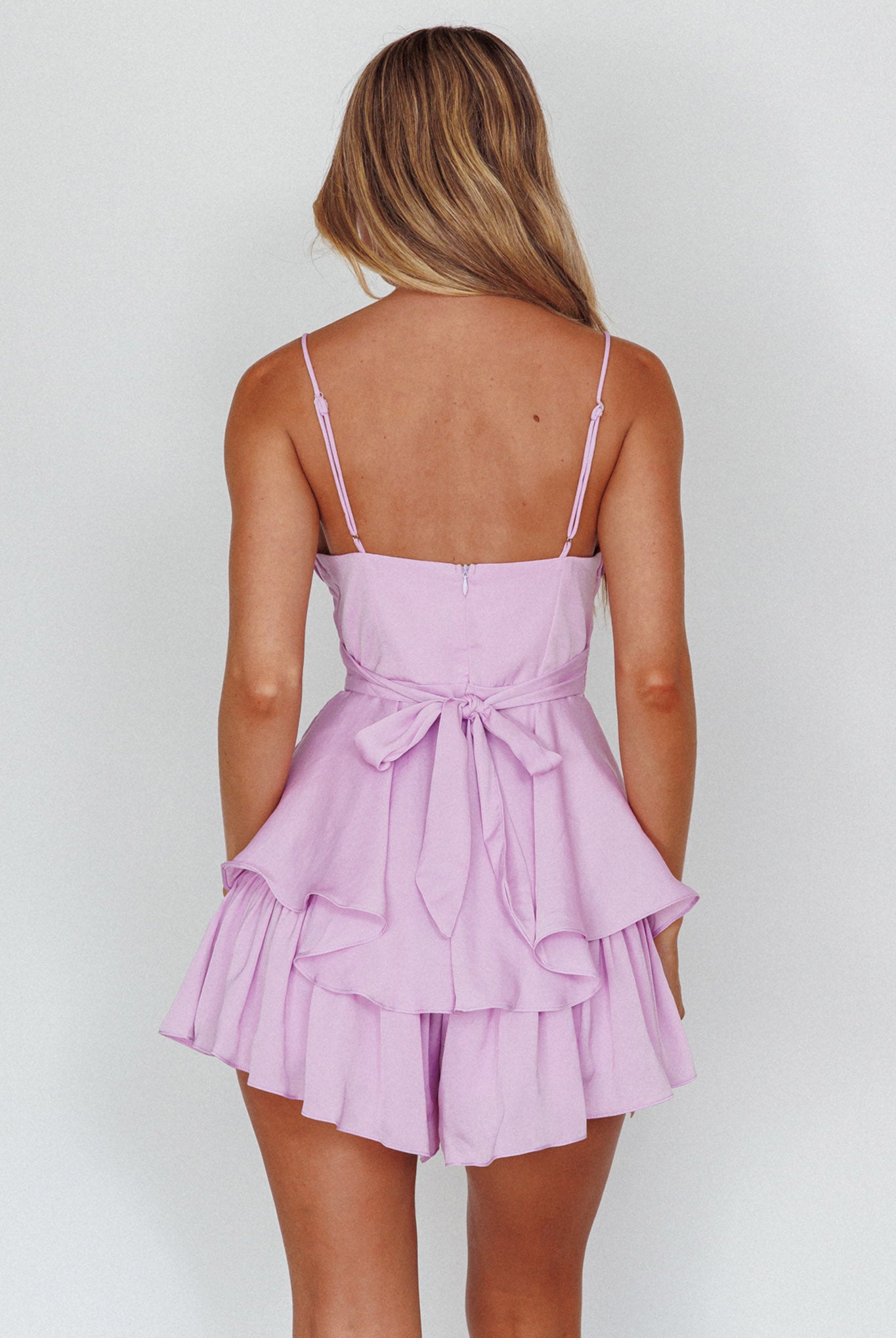 Well Versed Cowl Neck Flounce Romper Lavender by Selfie Leslie Australia