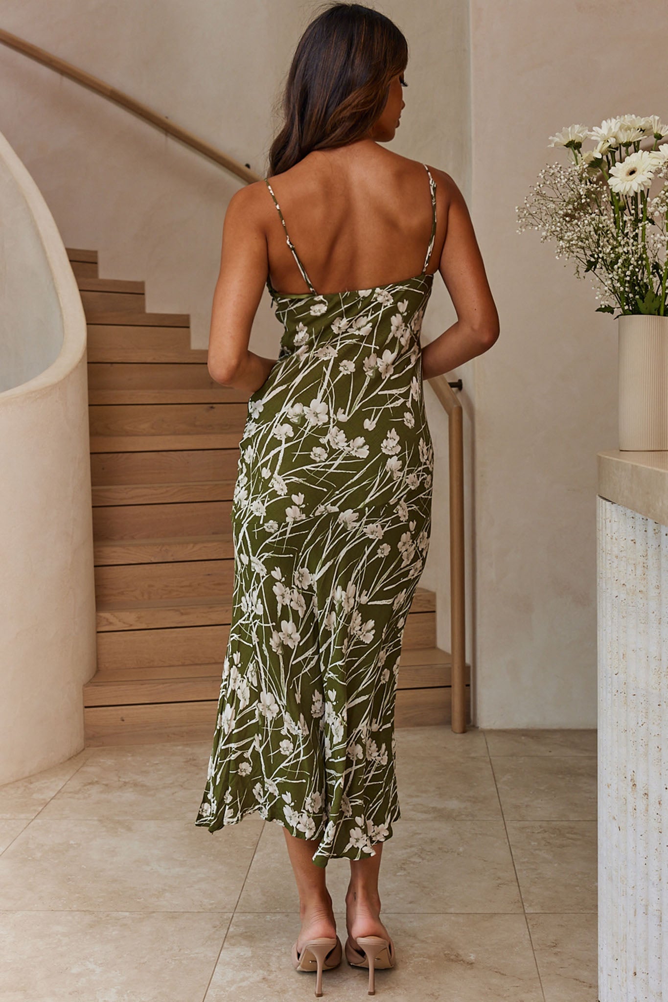 Well Versed Pleated Bust Front Split Dress Wildflower Green by Selfie Leslie