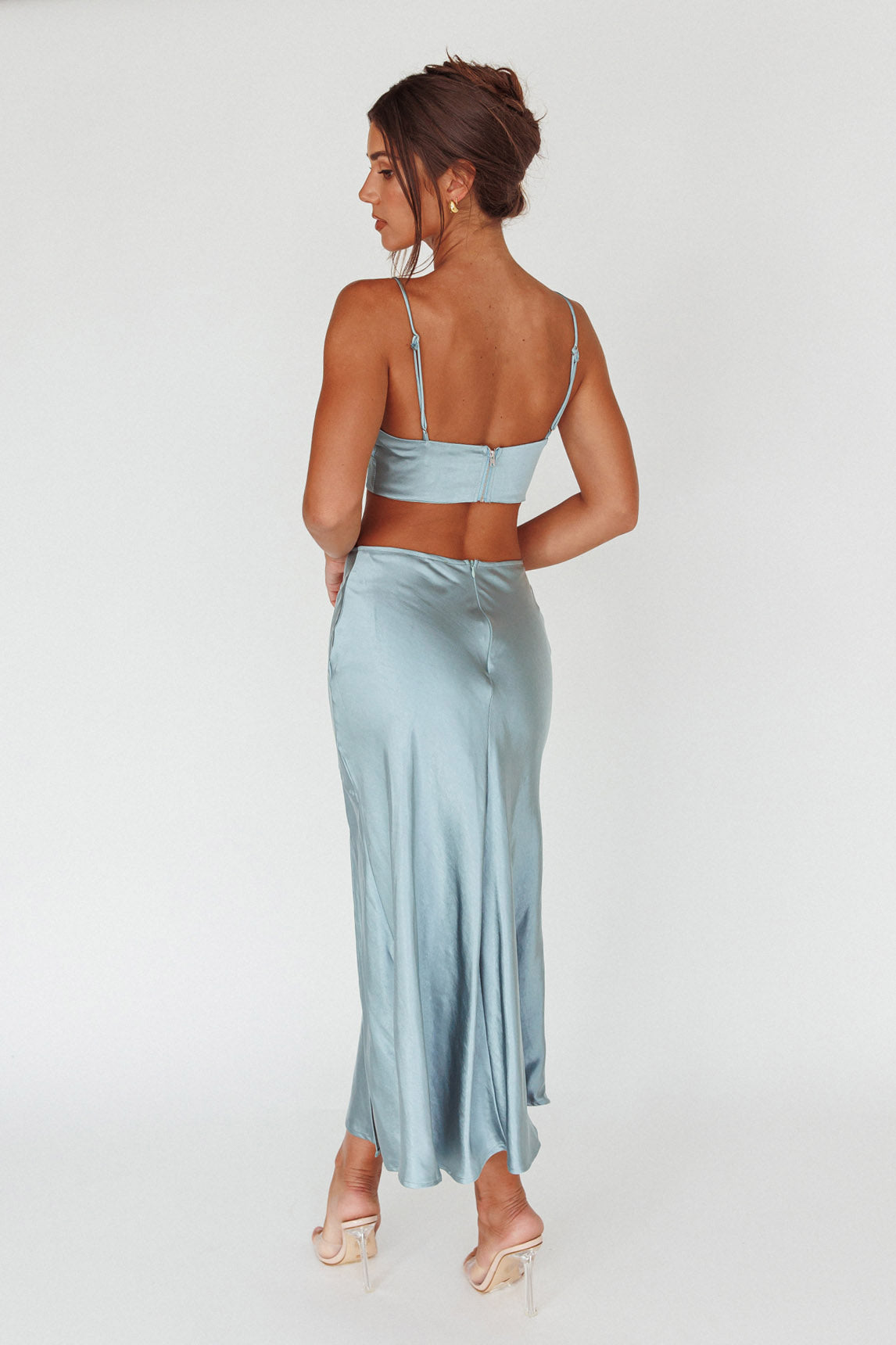 Well Versed Split Midi Skirt Sage by Selfie Leslie Australia