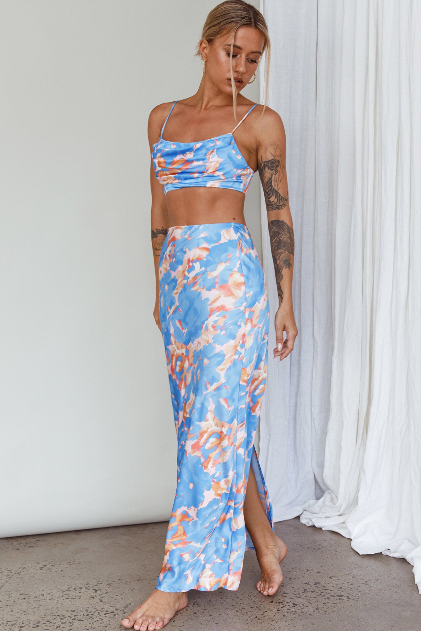 Well Versed Maxi Skirt Abstract Blue by Selfie Leslie Australia