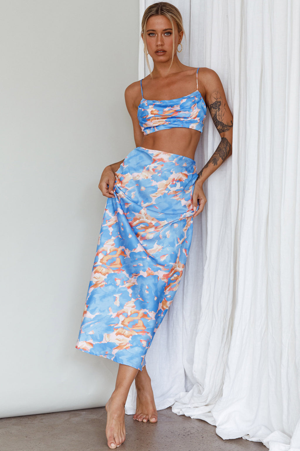 Well Versed Maxi Skirt Abstract Blue by Selfie Leslie Australia