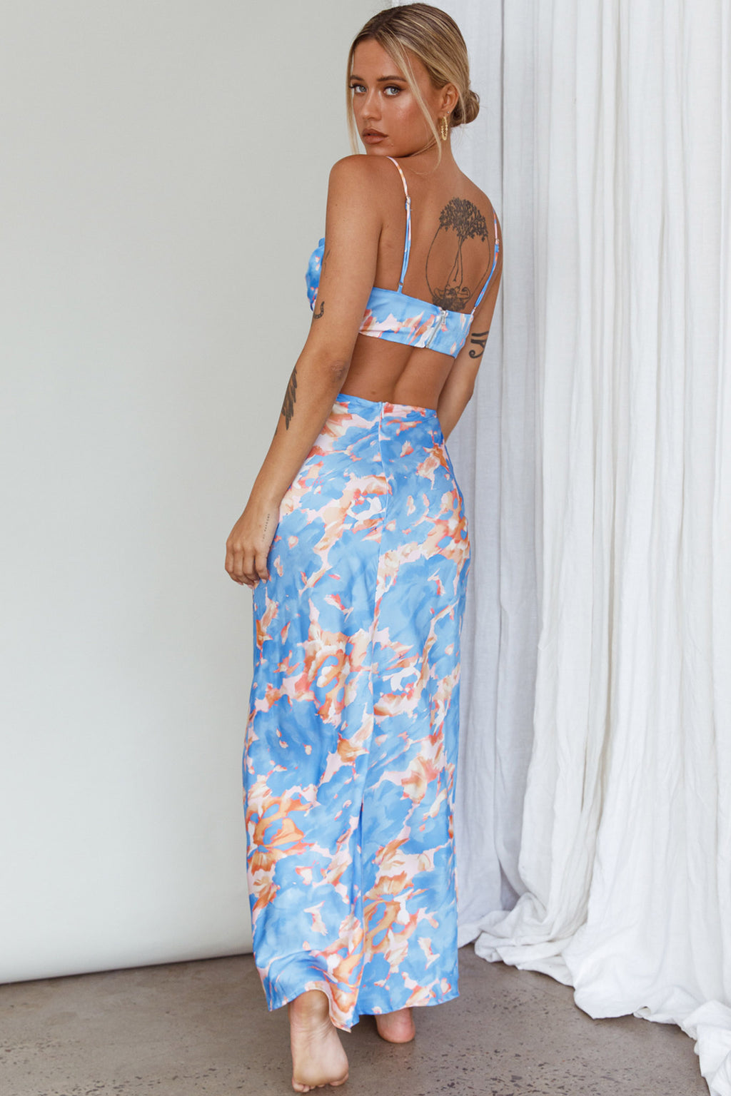 Well Versed Maxi Skirt Abstract Blue by Selfie Leslie Australia