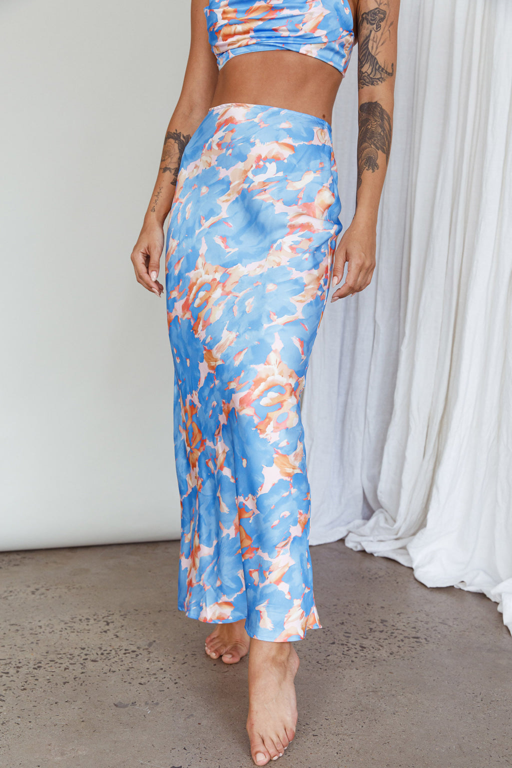 Well Versed Maxi Skirt Abstract Blue by Selfie Leslie Australia