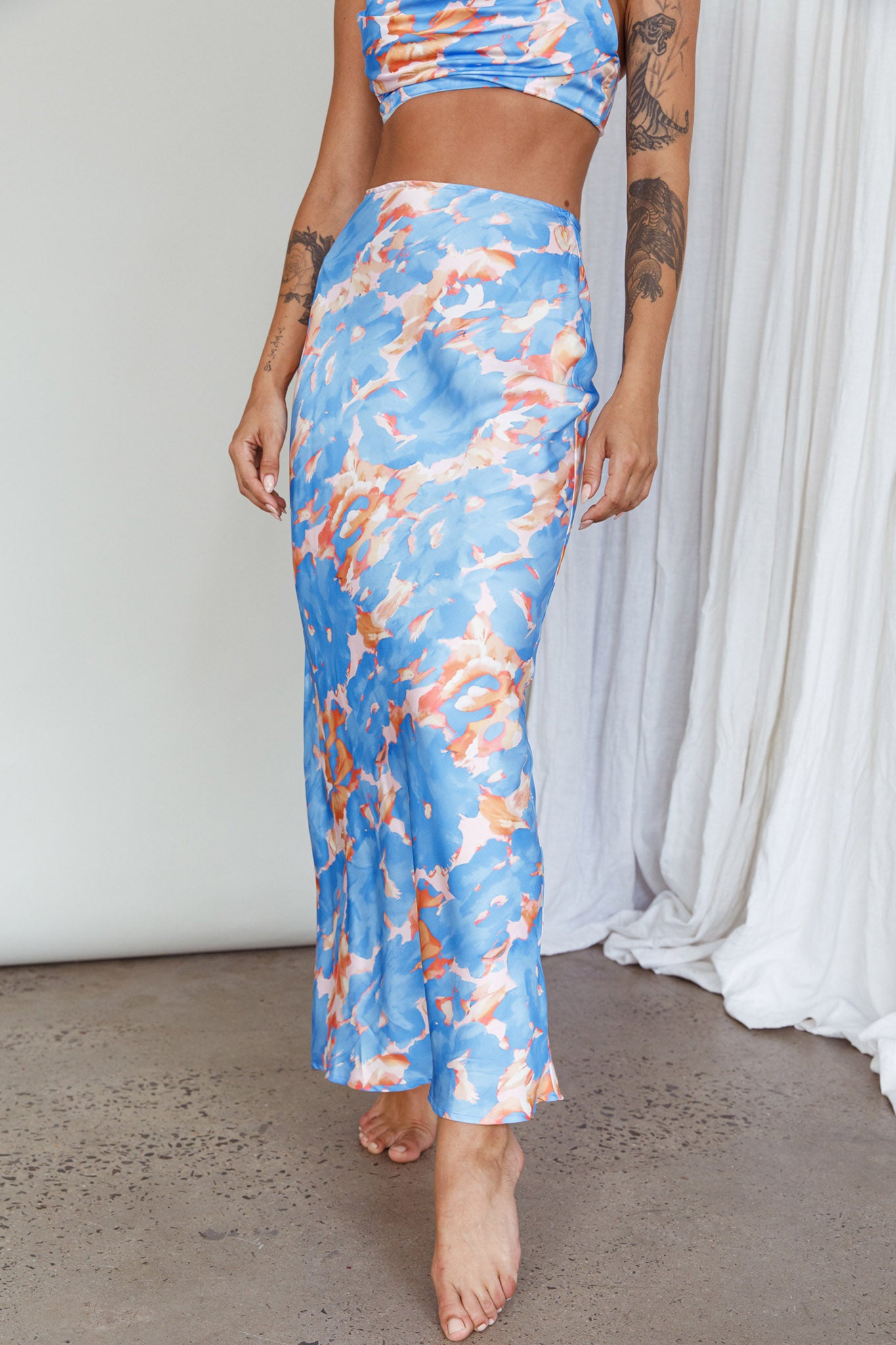 Well Versed Maxi Skirt Abstract Blue by Selfie Leslie Australia
