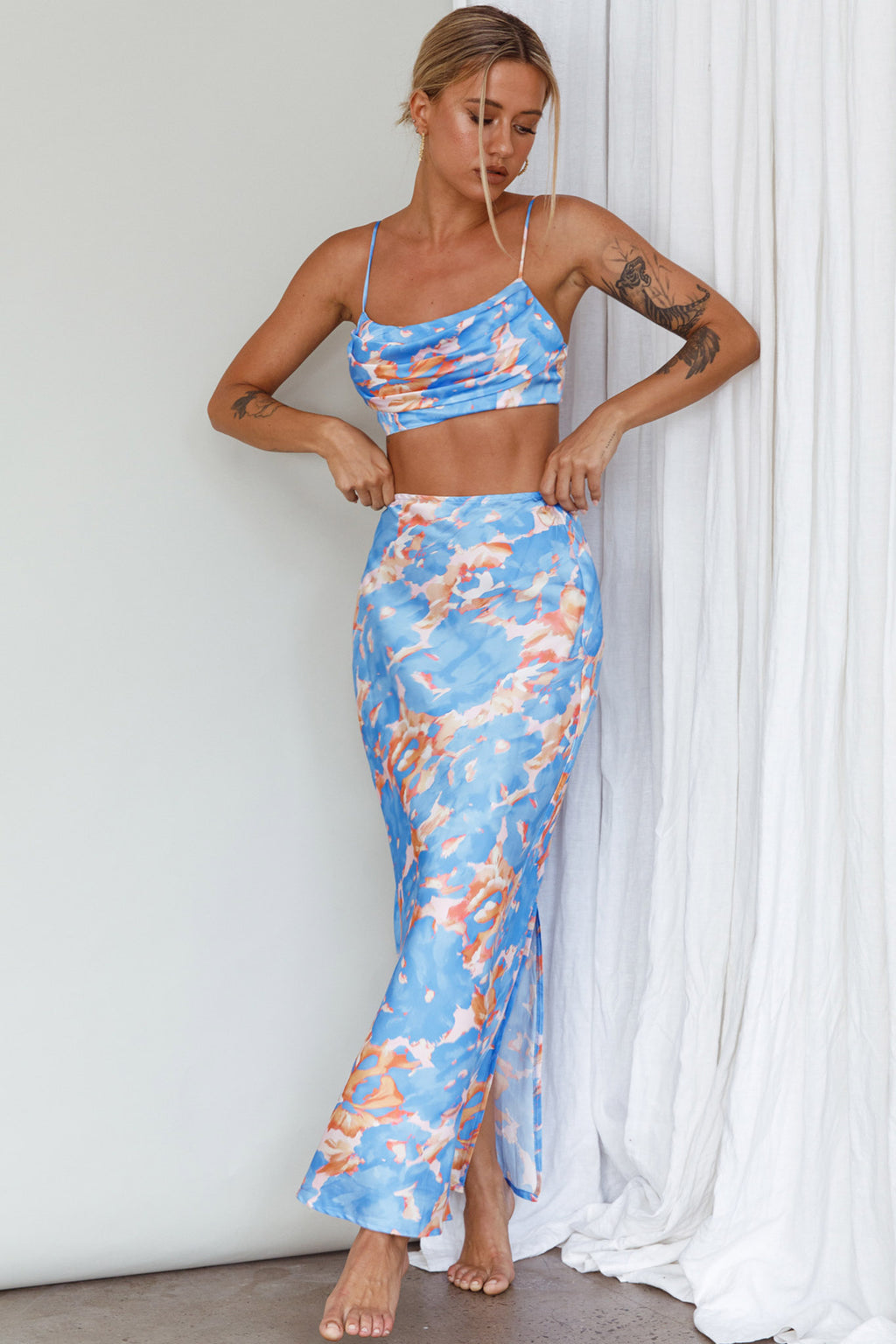 Well Versed Maxi Skirt Abstract Blue by Selfie Leslie Australia