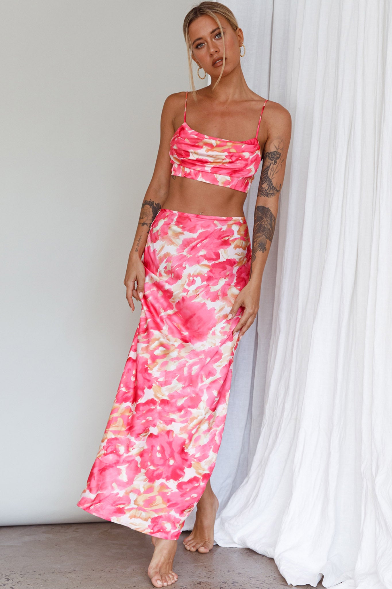 Well Versed Maxi Skirt Abstract Pink by Selfie Leslie Australia