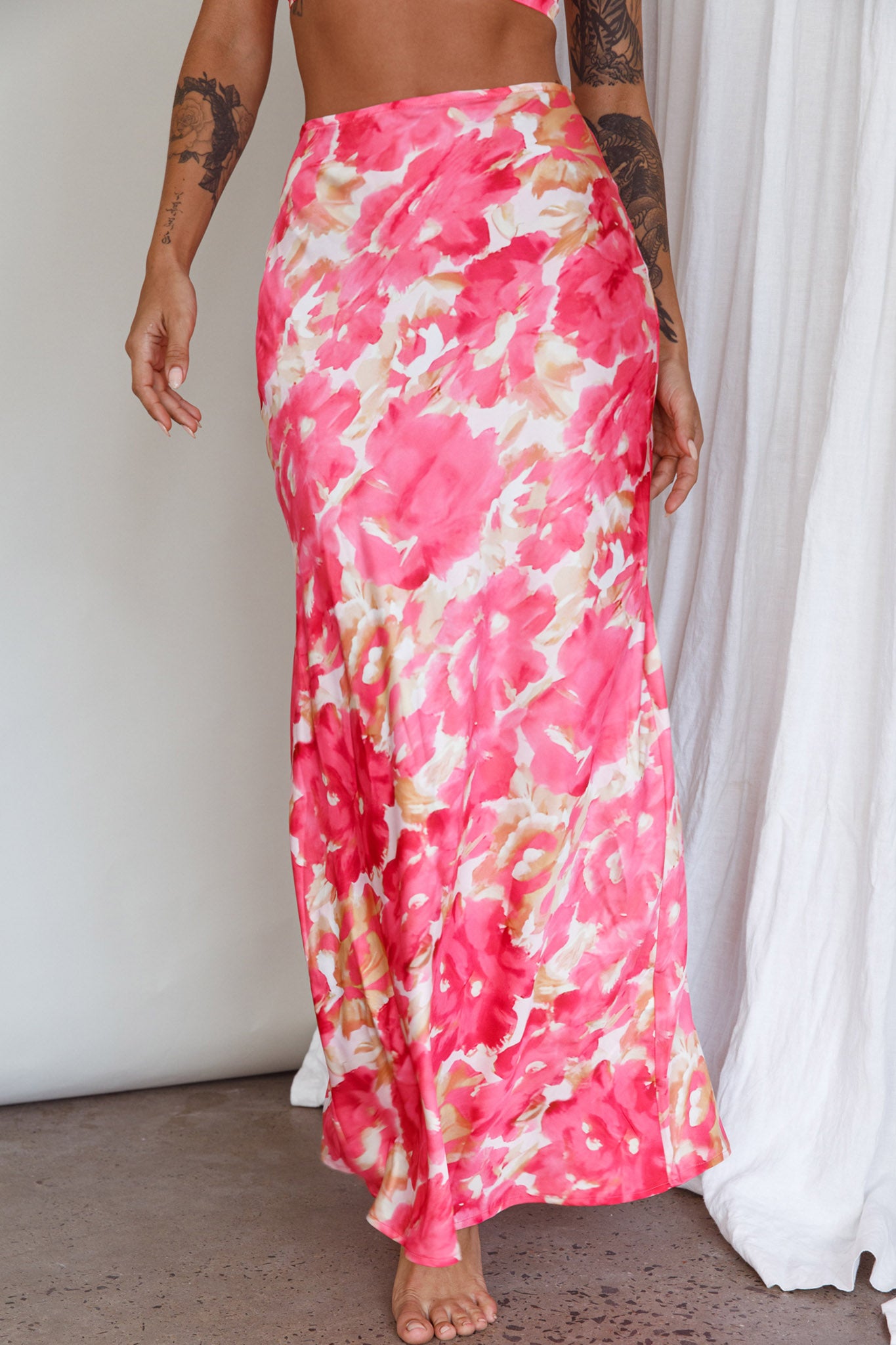 Well Versed Maxi Skirt Abstract Pink by Selfie Leslie Australia