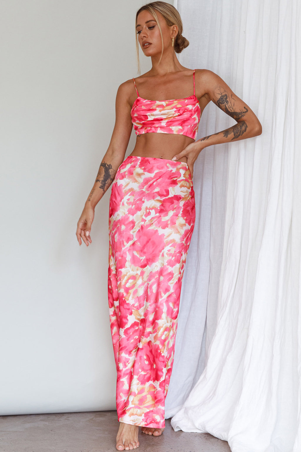 Well Versed Maxi Skirt Abstract Pink by Selfie Leslie Australia