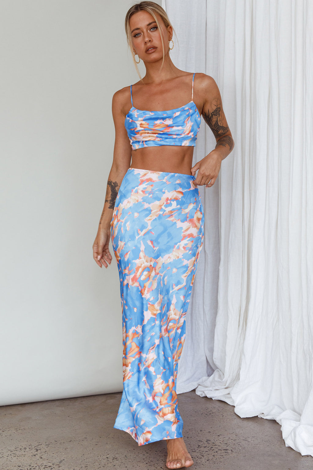 Well Versed Crop Top Abstract Blue by Selfie Leslie Australia