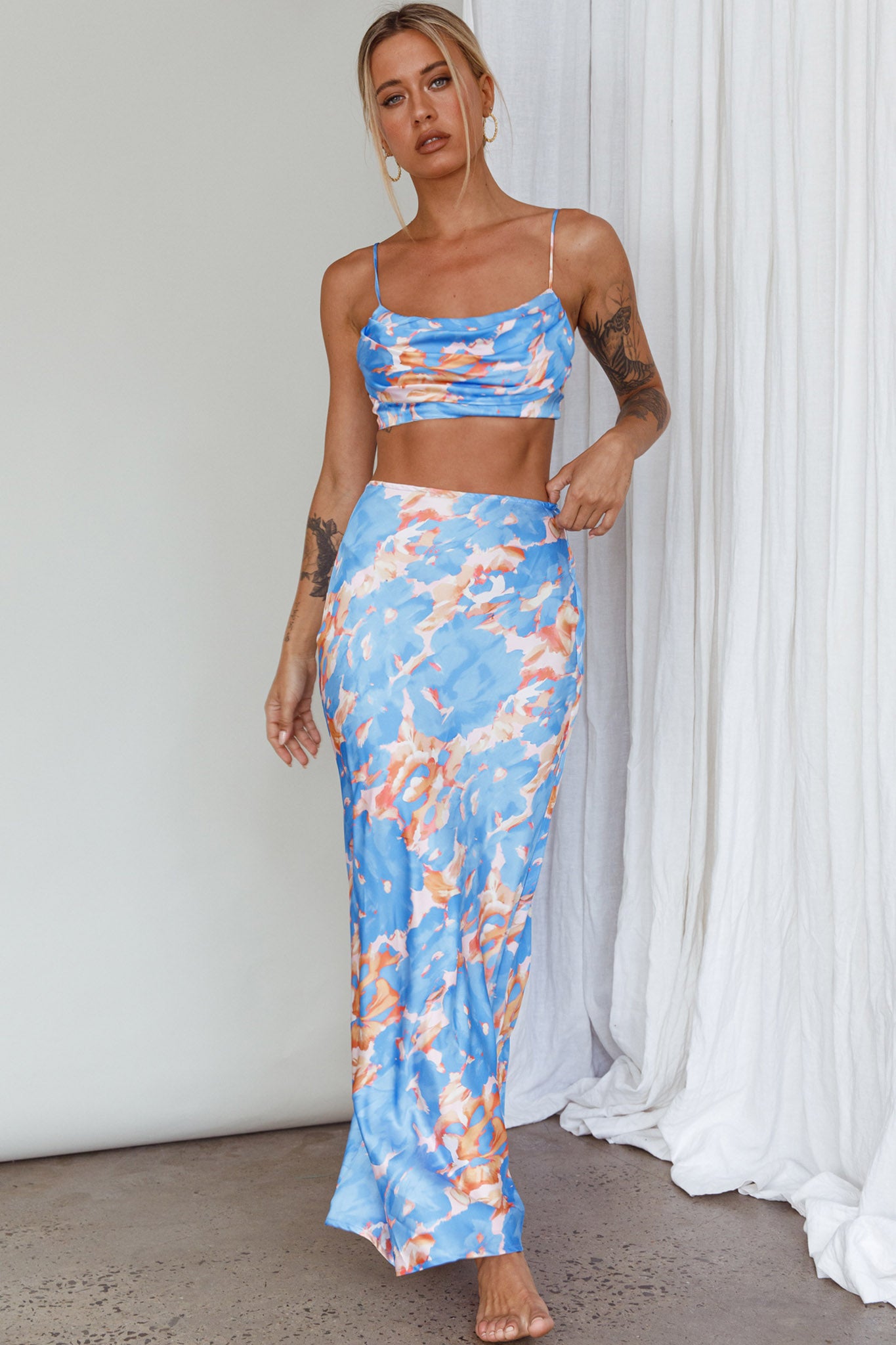 Well Versed Crop Top Abstract Blue by Selfie Leslie Australia