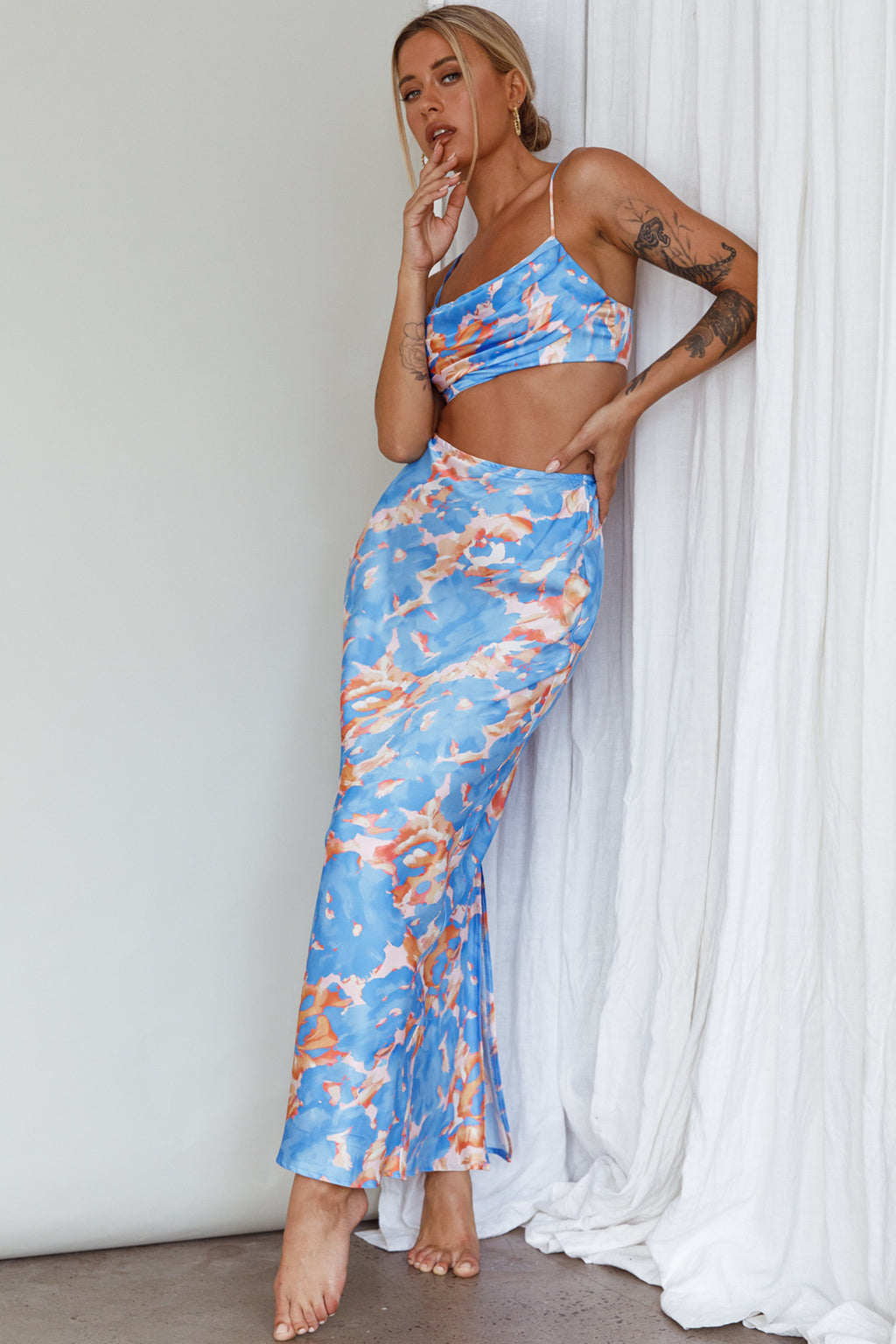 Well Versed Crop Top Abstract Blue by Selfie Leslie Australia