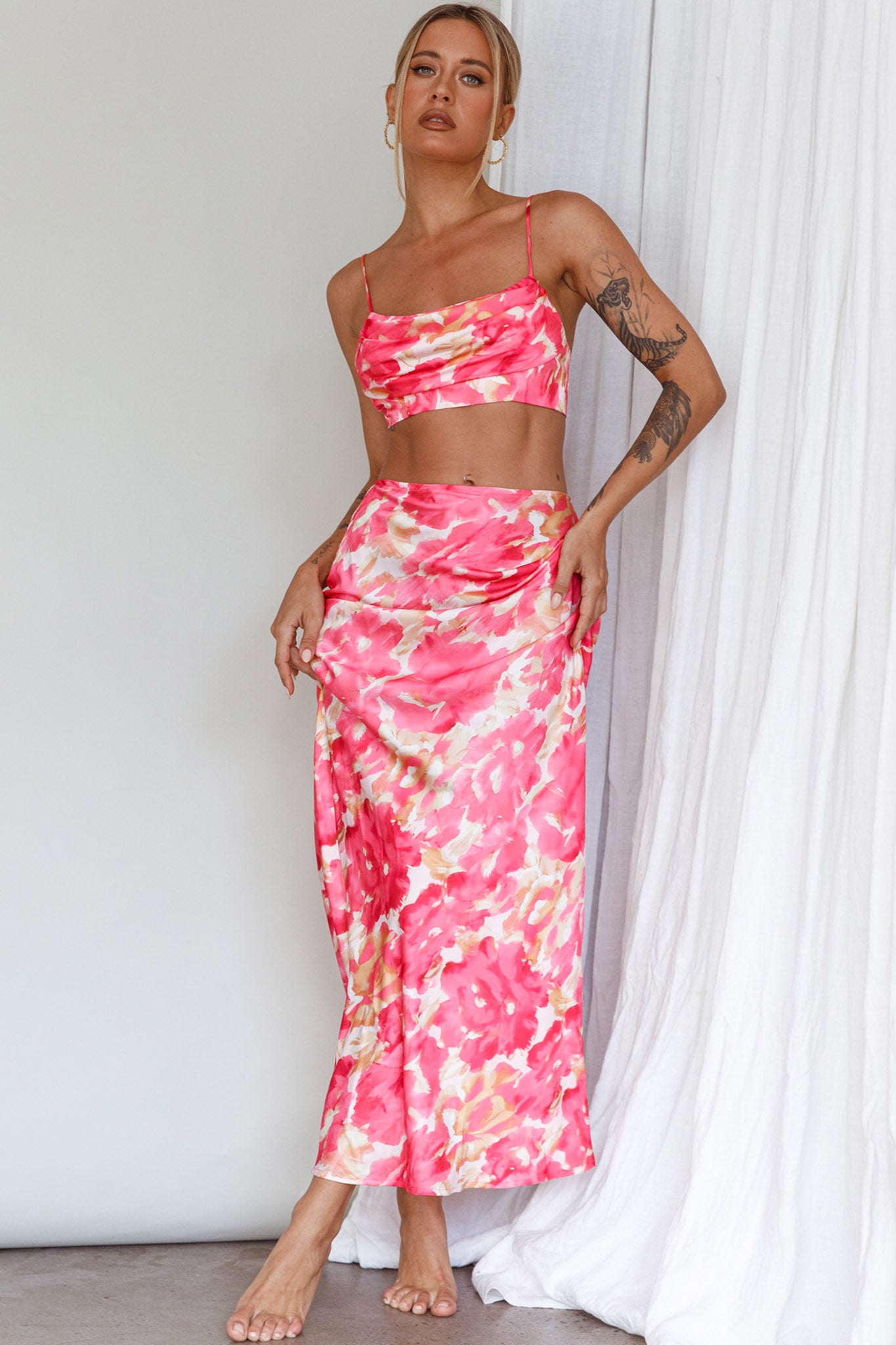 Well Versed Crop Top Abstract Pink by Selfie Leslie Australia