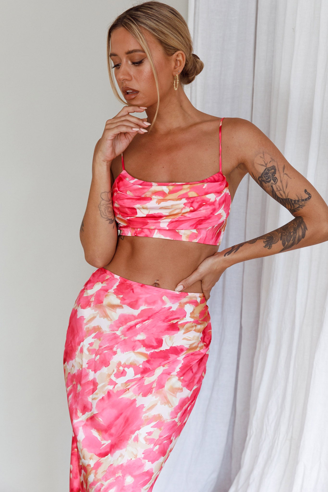 Well Versed Crop Top Abstract Pink by Selfie Leslie Australia