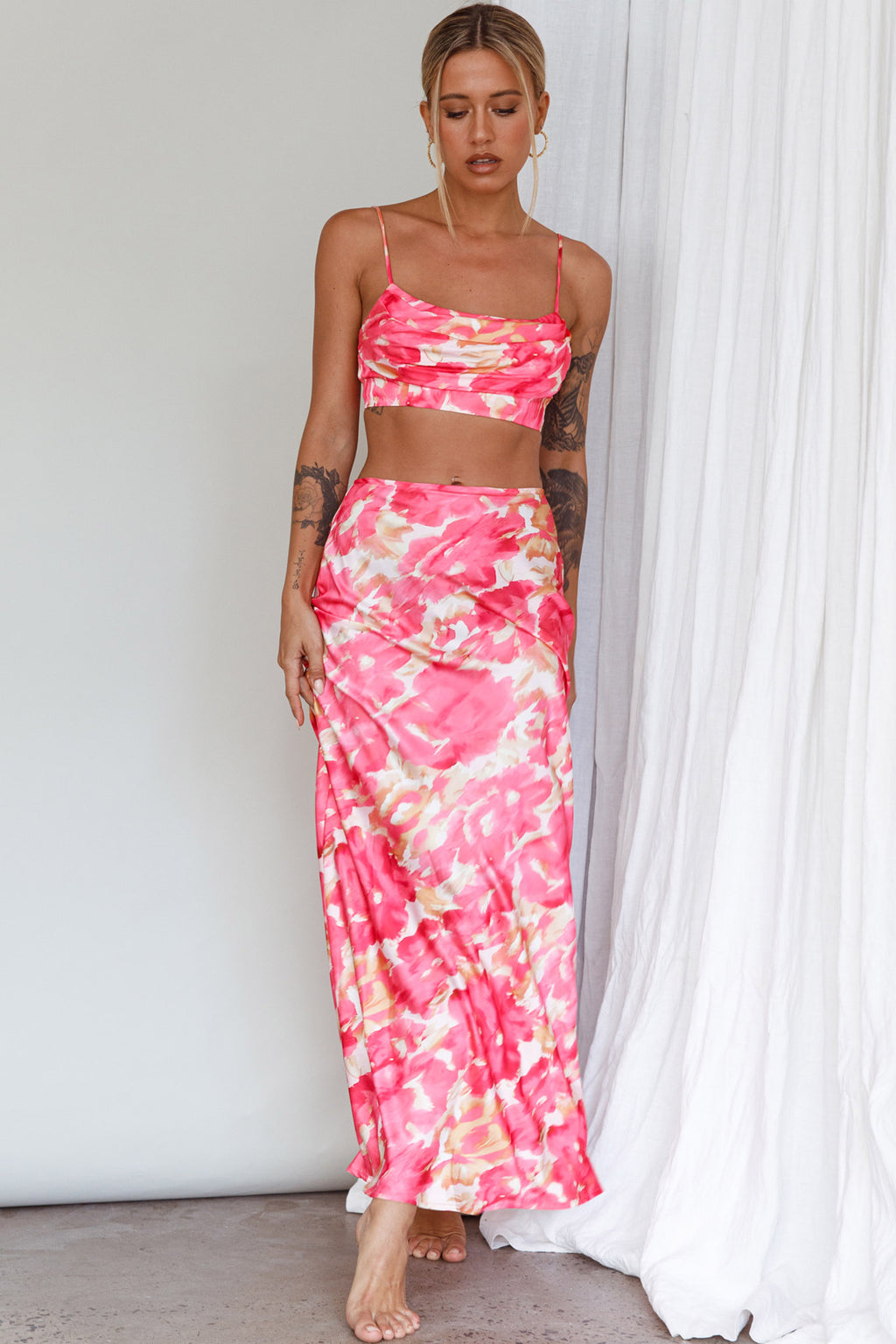 Well Versed Crop Top Abstract Pink by Selfie Leslie Australia