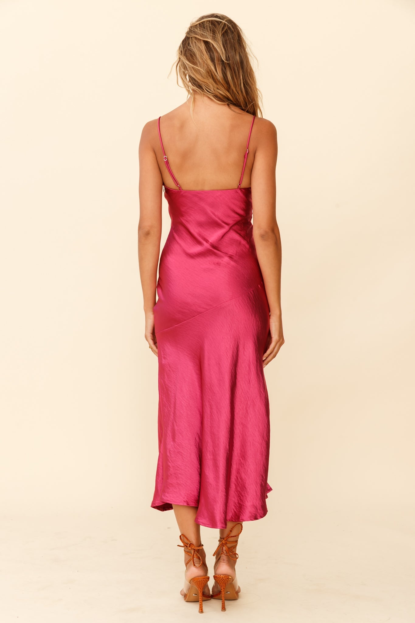 Well Versed Pleated Bust Front Split Dress Fuchsia by Selfie Leslie