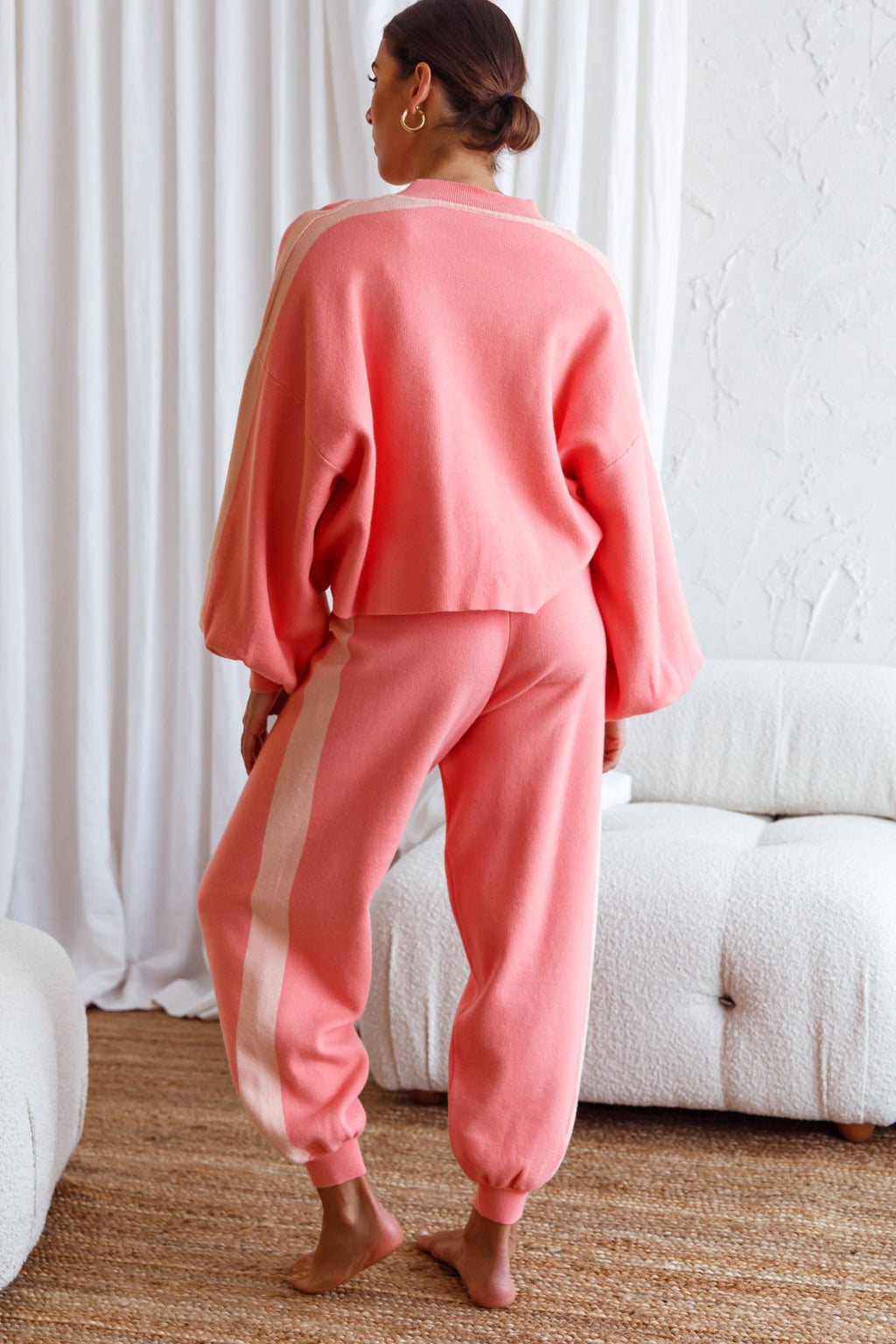Take Me Back Brushed Knit Jogger Pants Peach by Selfie Leslie