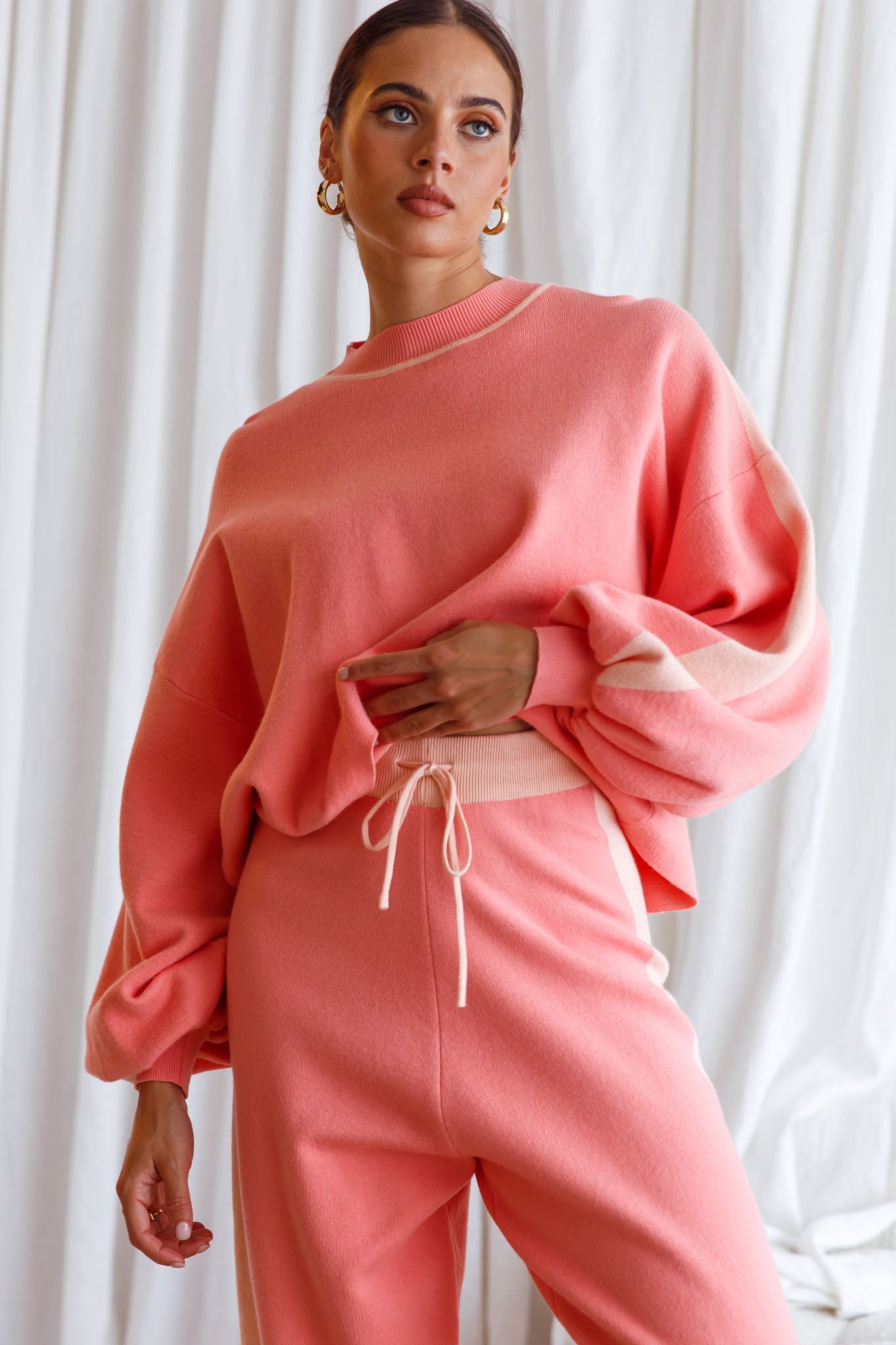 Take Me Back Brushed Knit Jogger Pants Peach by Selfie Leslie