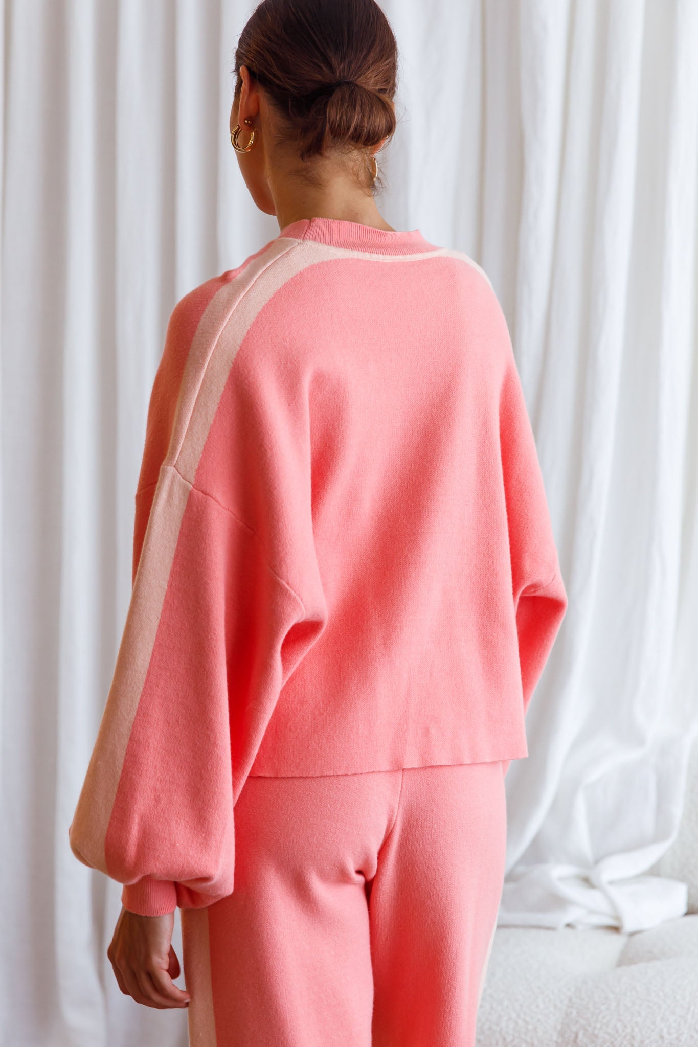 Take Me Back Balloon Sleeve Drop Shoulder Brushed Knit Sweater Peach by Selfie Leslie