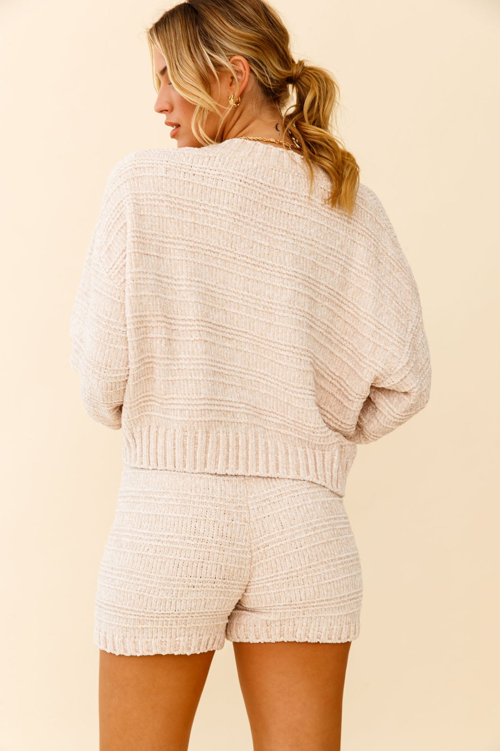 May Flowers Long Sleeve Chunky Knit Sweater Beige by Selfie Leslie