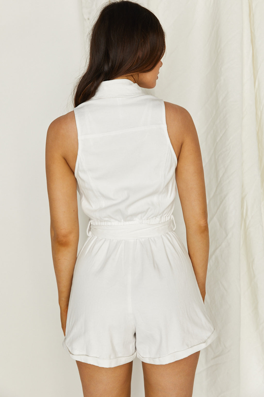 New Day Sleeveless Button-Up Romper White by Selfie Leslie Australia