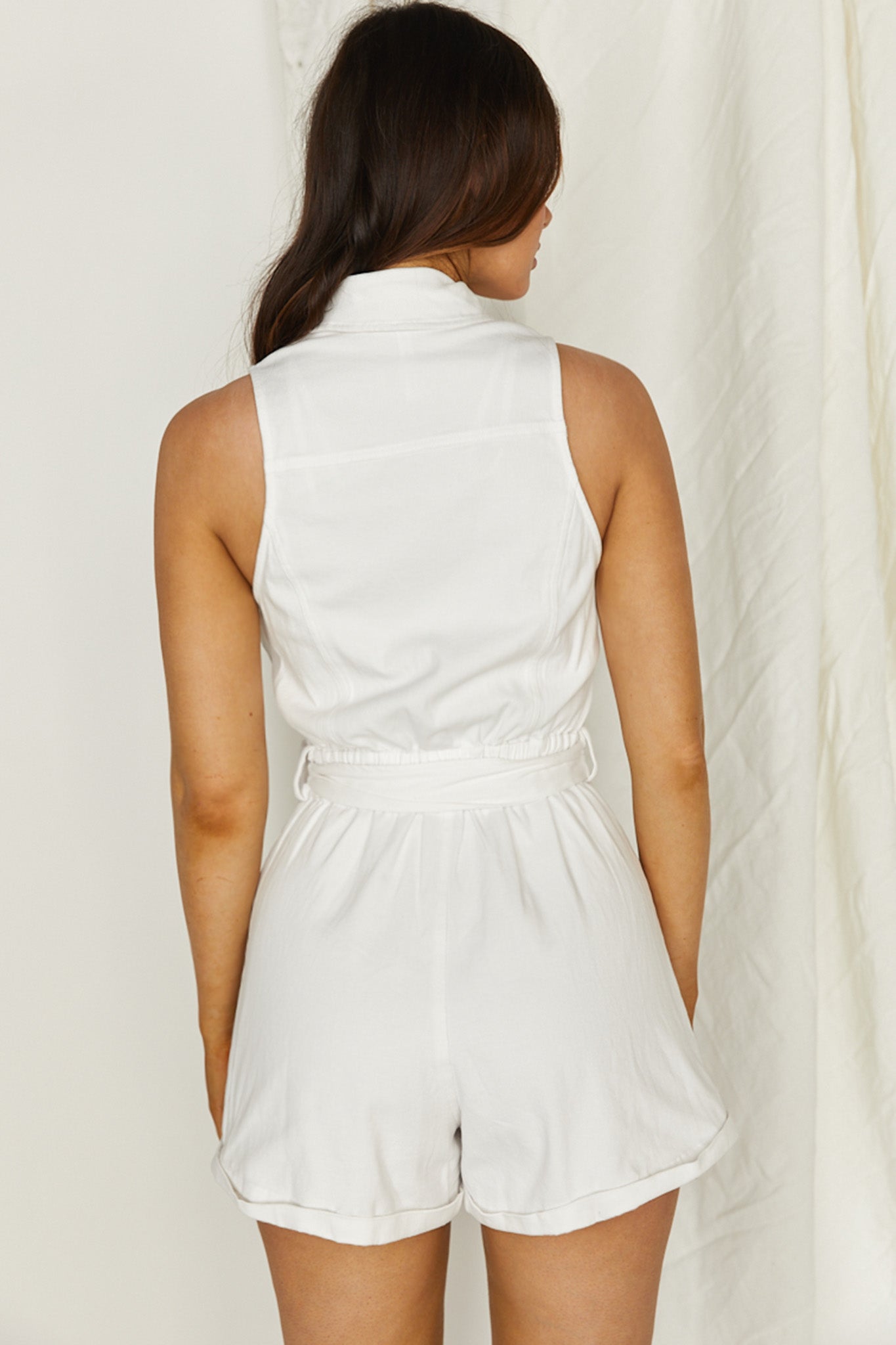 New Day Sleeveless Button-Up Romper White by Selfie Leslie Australia