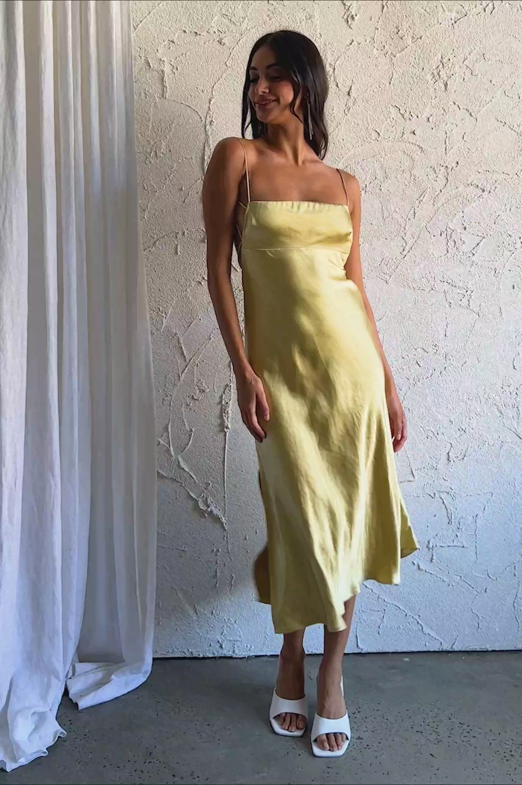 Dolce Life Low Back Midi Dress Lemon