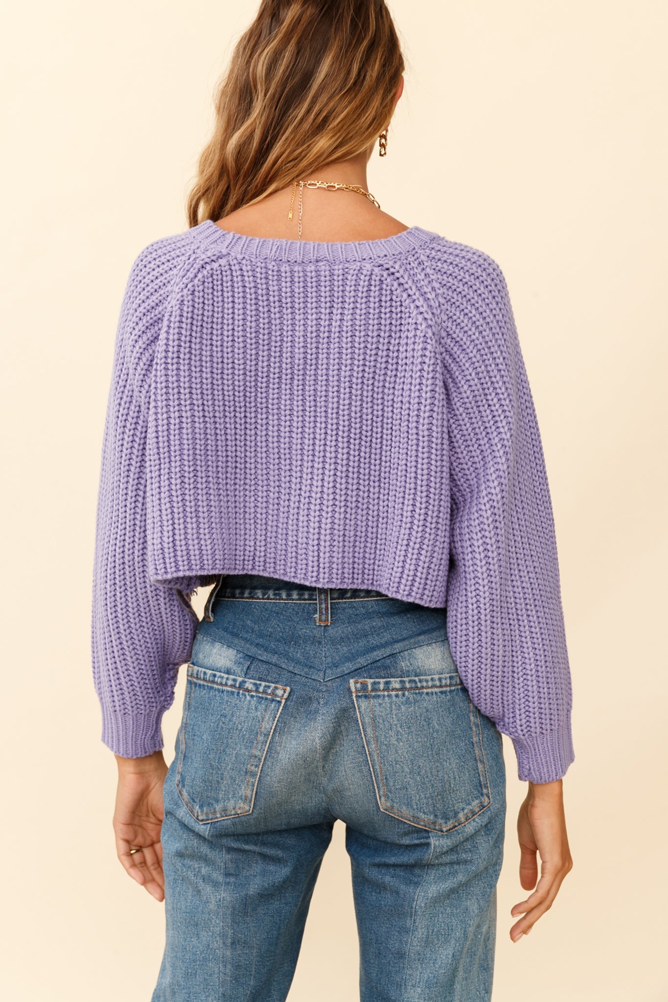 Apres Vous Button Front Drop Shoulder Crop Cardigan Lavender by Selfie Leslie