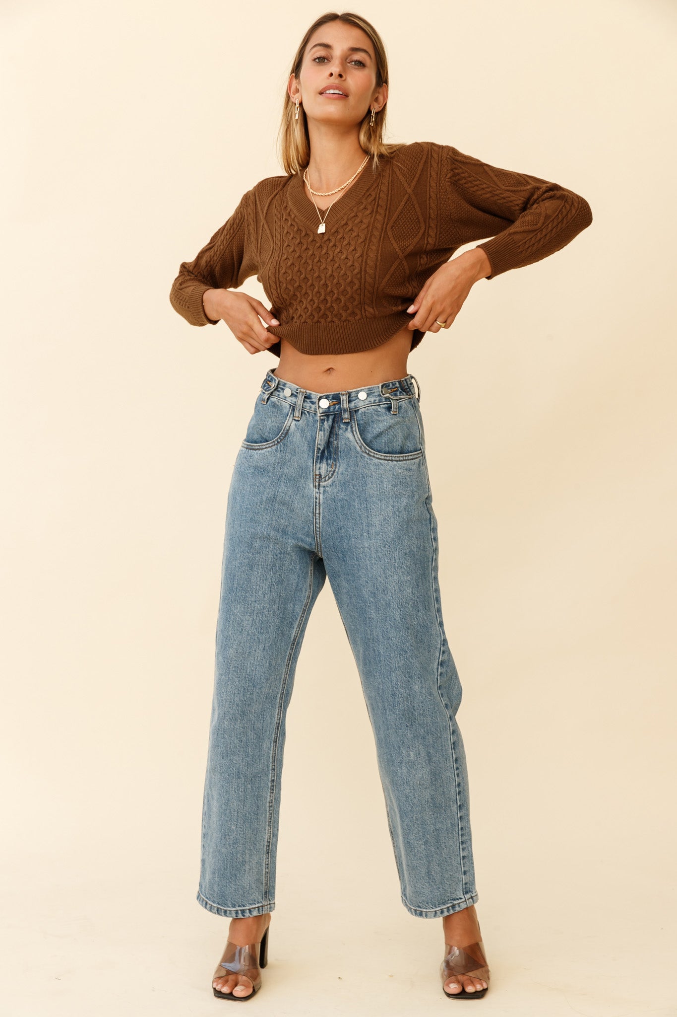 Dulce de Leche Long Sleeve Tie-Back Knit Sweater Olive by Selfie Leslie