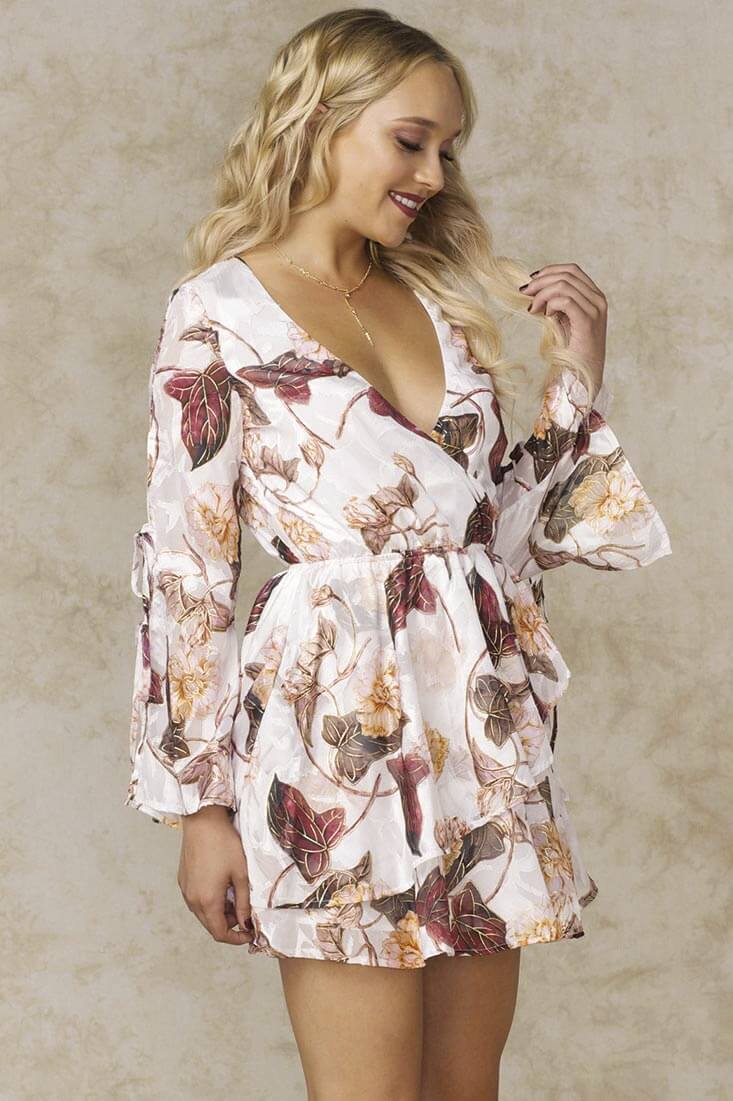 Nathalie Ruffled Wrap Dress White by Selfie Leslie
