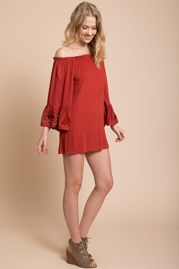 Aubree Loose Dress Rust by Selfie Leslie