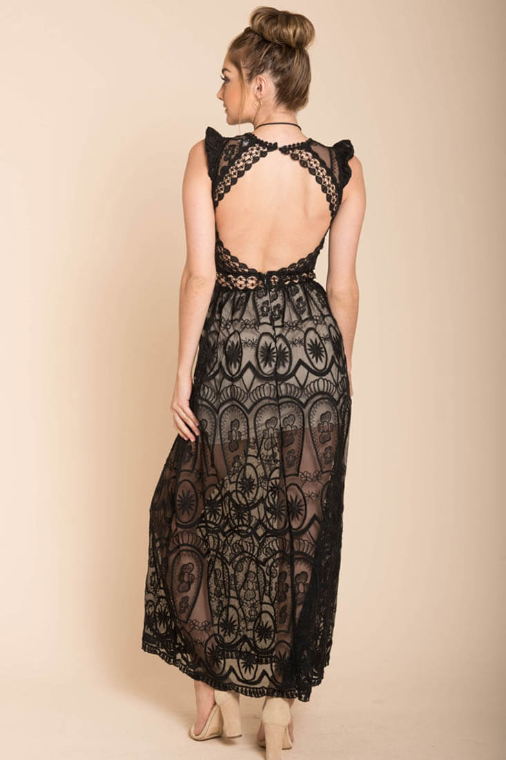 London Bohemian Glamour Maxi Dress Black by Selfie Leslie