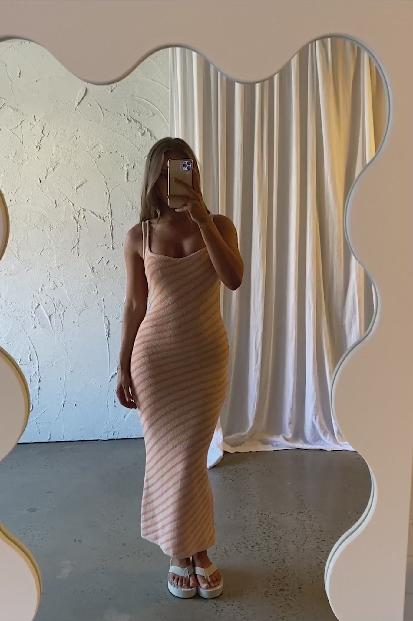 North Shore Knit Maxi Dress Striped Mango
